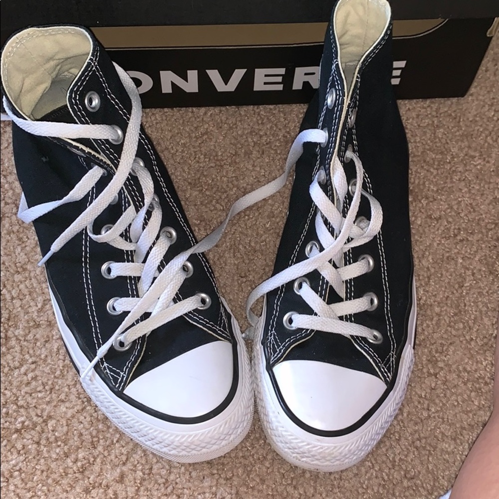 Black and White high top converse
